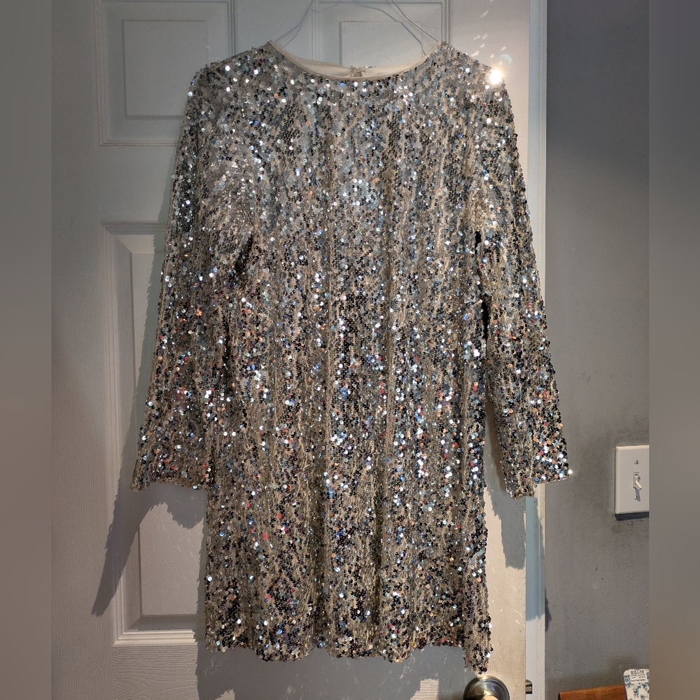 LC Lauren Conrad Glittering Silver Dress